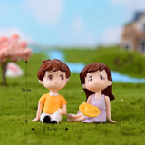 HULIANFU Mini Couple Figures Grandma Grandpa Sweety Lovers Couple Ornament For Fairy Garden Figurines Miniature Home Decoration