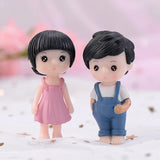 HULIANFU Mini Couple Figures Grandma Grandpa Sweety Lovers Couple Ornament For Fairy Garden Figurines Miniature Home Decoration