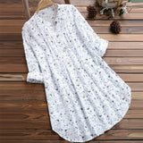 Plus Size Floral Print Blouse Women Summer V Neck Beach Dress Blouses Loose Swim Cover-up Tops Tunic Blouses Shirts Female Tees