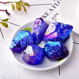 HULIANFU Natural Crystal Raw Healing Stone Electroplate Quartz Specimens Rough Collectibles Raw Gemstone Fish Tank Decoration Energy