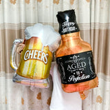 HULIANFU Large Helium Foil Balloon Whisky Beer Balloon Wedding Birthday Party Decorations Adult Kids Baby Ballons Event Party Air Globos