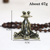 HULIANFU Retro Brass Meditate Zen Buddhism Frog Statue Small Ornament Copper Animal Sculpture Incense Burner Home Desk Decoration Tea Pet