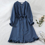 Winter Autumn Dress Women Pink Ruffle Long Sleeve Dress Christmas  Korean Kawaii Elegant Robe Femme Vintage Clothes Tunic