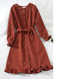 Winter Autumn Dress Women Pink Ruffle Long Sleeve Dress Christmas  Korean Kawaii Elegant Robe Femme Vintage Clothes Tunic