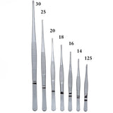 HULIANFU Stainless Steel 430 Anti-iodine Medical Tweezers Long Straight Forceps 12.5cm-30cm Straight Head Elbow Thicken Medical Tools