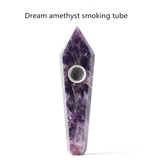 HULIANFU Natural Quartz Pipe Smoking Pipe Dream AmeThyst Point Rod Treatment  Gem With Metal Filter Wholesale Price 1PC