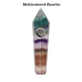 HULIANFU Natural Quartz Pipe Smoking Pipe Dream AmeThyst Point Rod Treatment  Gem With Metal Filter Wholesale Price 1PC