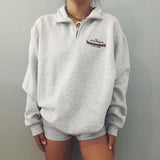 Luxury Thick Gray Zipper Letter Print Oversized winter warm Sweatshirt Women  Long Sleeve Pullovers Plus Size Elegant British