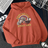 Hulianfu Support Your Local Street Cats Print Women Hoodie Cartoons Crewneck Clothes Vintage Loose Sweatshirt Street Hip Hop Hoody Womens