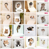 HULIANFU Lovely Cat Dog Toilet Stickers Home Decoration Diy Funny Cartoon Animal Wc Mural Art Vivid 3d Kitten Puppy Safari Pvc Wall Decal