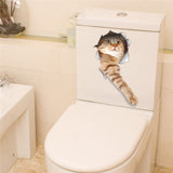 HULIANFU Lovely Cat Dog Toilet Stickers Home Decoration Diy Funny Cartoon Animal Wc Mural Art Vivid 3d Kitten Puppy Safari Pvc Wall Decal