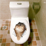 HULIANFU Lovely Cat Dog Toilet Stickers Home Decoration Diy Funny Cartoon Animal Wc Mural Art Vivid 3d Kitten Puppy Safari Pvc Wall Decal