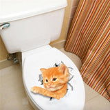 HULIANFU Lovely Cat Dog Toilet Stickers Home Decoration Diy Funny Cartoon Animal Wc Mural Art Vivid 3d Kitten Puppy Safari Pvc Wall Decal