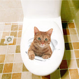 HULIANFU Lovely Cat Dog Toilet Stickers Home Decoration Diy Funny Cartoon Animal Wc Mural Art Vivid 3d Kitten Puppy Safari Pvc Wall Decal