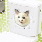 HULIANFU Lovely Cat Dog Toilet Stickers Home Decoration Diy Funny Cartoon Animal Wc Mural Art Vivid 3d Kitten Puppy Safari Pvc Wall Decal