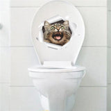 HULIANFU Lovely Cat Dog Toilet Stickers Home Decoration Diy Funny Cartoon Animal Wc Mural Art Vivid 3d Kitten Puppy Safari Pvc Wall Decal