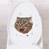 HULIANFU Lovely Cat Dog Toilet Stickers Home Decoration Diy Funny Cartoon Animal Wc Mural Art Vivid 3d Kitten Puppy Safari Pvc Wall Decal