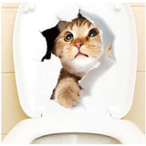 HULIANFU Lovely Cat Dog Toilet Stickers Home Decoration Diy Funny Cartoon Animal Wc Mural Art Vivid 3d Kitten Puppy Safari Pvc Wall Decal