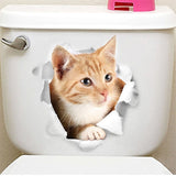 HULIANFU Lovely Cat Dog Toilet Stickers Home Decoration Diy Funny Cartoon Animal Wc Mural Art Vivid 3d Kitten Puppy Safari Pvc Wall Decal