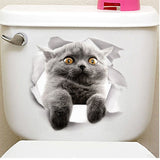 HULIANFU Lovely Cat Dog Toilet Stickers Home Decoration Diy Funny Cartoon Animal Wc Mural Art Vivid 3d Kitten Puppy Safari Pvc Wall Decal