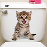 HULIANFU Lovely Cat Dog Toilet Stickers Home Decoration Diy Funny Cartoon Animal Wc Mural Art Vivid 3d Kitten Puppy Safari Pvc Wall Decal