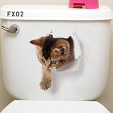 HULIANFU Lovely Cat Dog Toilet Stickers Home Decoration Diy Funny Cartoon Animal Wc Mural Art Vivid 3d Kitten Puppy Safari Pvc Wall Decal