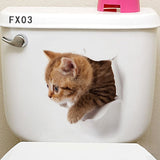 HULIANFU Lovely Cat Dog Toilet Stickers Home Decoration Diy Funny Cartoon Animal Wc Mural Art Vivid 3d Kitten Puppy Safari Pvc Wall Decal