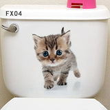 HULIANFU Lovely Cat Dog Toilet Stickers Home Decoration Diy Funny Cartoon Animal Wc Mural Art Vivid 3d Kitten Puppy Safari Pvc Wall Decal