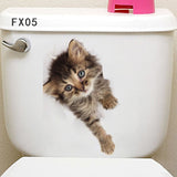 HULIANFU Lovely Cat Dog Toilet Stickers Home Decoration Diy Funny Cartoon Animal Wc Mural Art Vivid 3d Kitten Puppy Safari Pvc Wall Decal