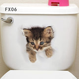 HULIANFU Lovely Cat Dog Toilet Stickers Home Decoration Diy Funny Cartoon Animal Wc Mural Art Vivid 3d Kitten Puppy Safari Pvc Wall Decal