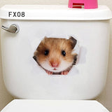 HULIANFU Lovely Cat Dog Toilet Stickers Home Decoration Diy Funny Cartoon Animal Wc Mural Art Vivid 3d Kitten Puppy Safari Pvc Wall Decal
