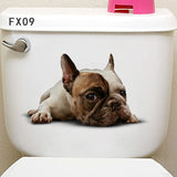 HULIANFU Lovely Cat Dog Toilet Stickers Home Decoration Diy Funny Cartoon Animal Wc Mural Art Vivid 3d Kitten Puppy Safari Pvc Wall Decal