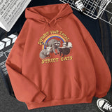 Hulianfu Support Your Local Street Cats Print Women Hoodie Cartoons Crewneck Clothes Vintage Loose Sweatshirt Street Hip Hop Hoody Womens