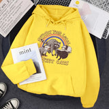 Hulianfu Support Your Local Street Cats Print Women Hoodie Cartoons Crewneck Clothes Vintage Loose Sweatshirt Street Hip Hop Hoody Womens