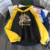 Hulianfu Support Your Local Street Cats Print Women Hoodie Cartoons Crewneck Clothes Vintage Loose Sweatshirt Street Hip Hop Hoody Womens