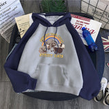 Hulianfu Support Your Local Street Cats Print Women Hoodie Cartoons Crewneck Clothes Vintage Loose Sweatshirt Street Hip Hop Hoody Womens