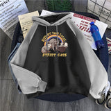 Hulianfu Support Your Local Street Cats Print Women Hoodie Cartoons Crewneck Clothes Vintage Loose Sweatshirt Street Hip Hop Hoody Womens