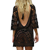 Sexy Women’s Bathing Suit Cover Up Crochet Lace Bikini Bathing Suit Swimsuit Smock Knitting Swimwear Mesh Beach Dress Tunic Robe