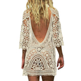 Sexy Women’s Bathing Suit Cover Up Crochet Lace Bikini Bathing Suit Swimsuit Smock Knitting Swimwear Mesh Beach Dress Tunic Robe