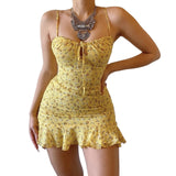 hulianfu Fashion Spaghetti Strpless Dress Women Summer Bohemia Dress Vintage Deep V Neck Party Dress Night Slim Short Dress Hot Deal