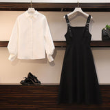 Dress Sets Women Plus Size 4XL Chic Fashion Elegant Office Lady Outfits 2 Piece Korean Fall Basic Simple Female Shirts Vestido