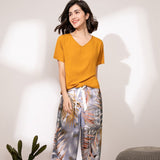 Breathable 2PCS Pajama Short Sleeve Printed Pijama Mujer Femme Loose Nightwear Suit Female Casual Homewear Pajama Set For Women