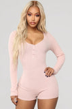 Hulianfu Spring New Women Knitted  Romper Homewear Cute Deep V-Neck Long-Sleeved Pajamas Female Star Pattern Button Jumpsuit