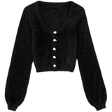 Fall long sleeve top woman sweaters korean knitted cropped cardigan women Christmas sweater vintage flower cardigan fuzzy