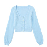 Fall long sleeve top woman sweaters korean knitted cropped cardigan women Christmas sweater vintage flower cardigan fuzzy