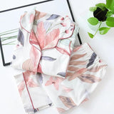 Spring Leaves Printed Women's Pajama Cotton Plus Size Two-piece Set Brief Fashion Long Sleeve Home Clothes Female Sleepwear