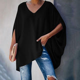 Fashion Women Summer Elegant V Neck Oversized Plus Size Top Lady Casual Solid Long Sleeve Loose Fit Blouse New