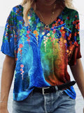 hulianfu Print Harajuku Summer Casual Women Clothes Short Sleeve Loose Tshirts Street Hipster Tee Shirts V Neck Tops Femme T-shirt