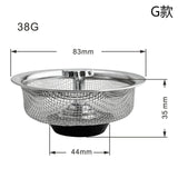 HULIANFU Stainless Steel Sink Strainer Waste Disposer Outfall Strainer Sink Filter Hair Sewer Outfall Kitchen Accessories Kitchen Tool
