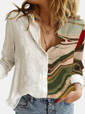 NEW Fashion Stitching Retro Cat Print Long Sleeve Blouse Spring Autumn Lapel Button Casual Top Lady S-3XL Cotton Polyester Shirt